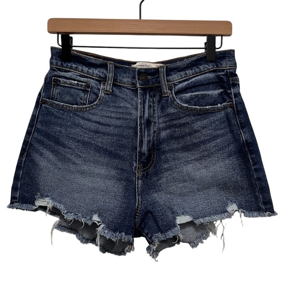 ABERCROMBIE & FITCH High Rise Denim Cut Off Jean Shorts Size 28 - Picture 2 of 9